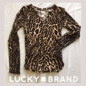 Lucky Brand Thermal Top M,  Leopard, Cheetah Print